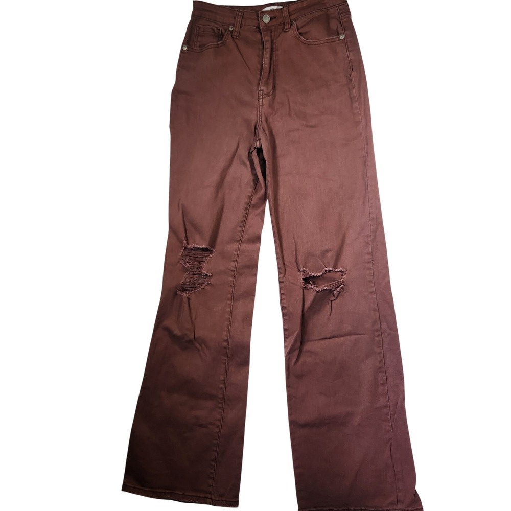 BP‎ Nordstrom High Waist Wide Leg Distressed Jeans Brown Size 25